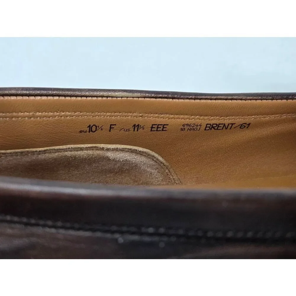 BALLY BRENT BROWN BLACK BURNISHED LEATHER PENNY LOAFER MENS SIZE 11.5 EEE WIDE